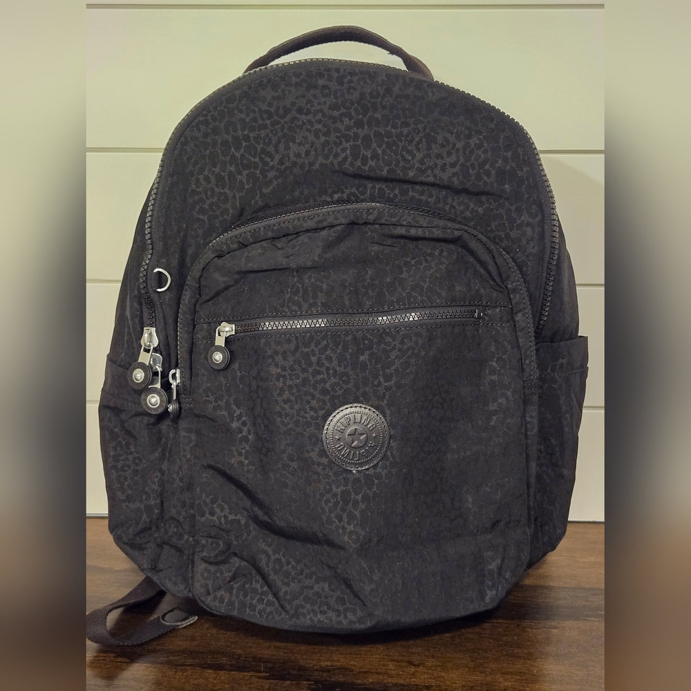 Kipling Black Leopard Fullsize Backpack